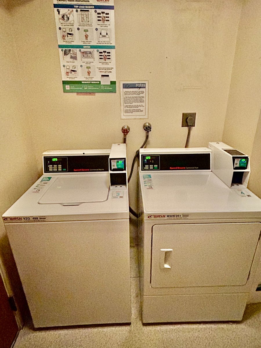 Washer/Dryer on the same floor in the same room as the garbage shoot and electric circuit. 