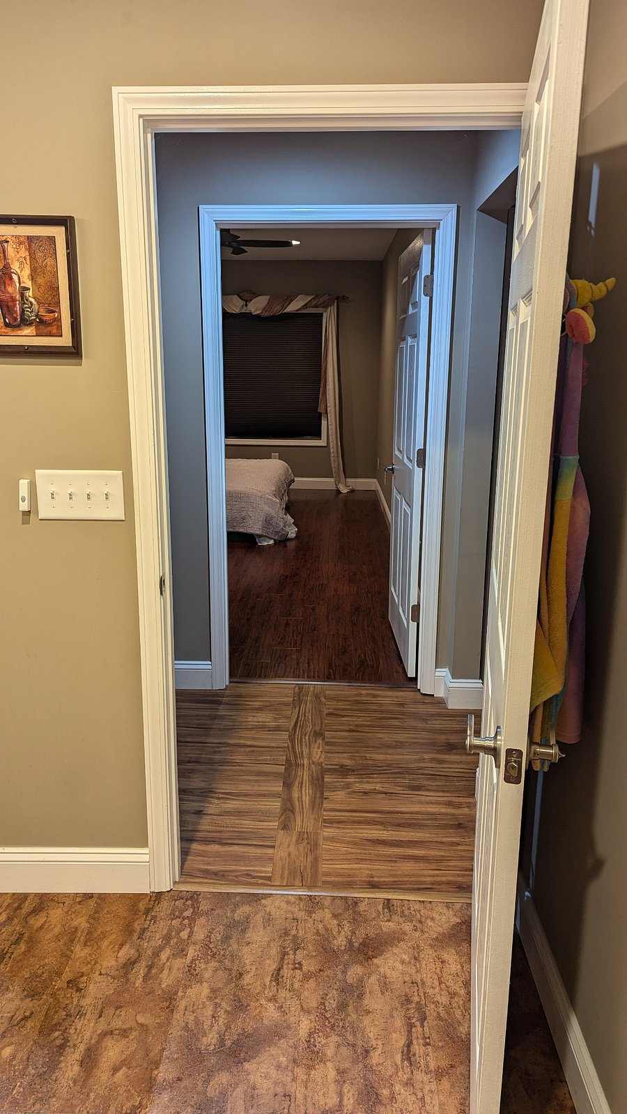 View from bathroom, right across from the bedroom