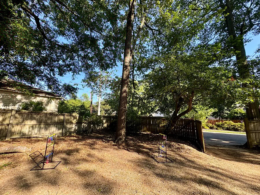 Fenced backyard/driveway