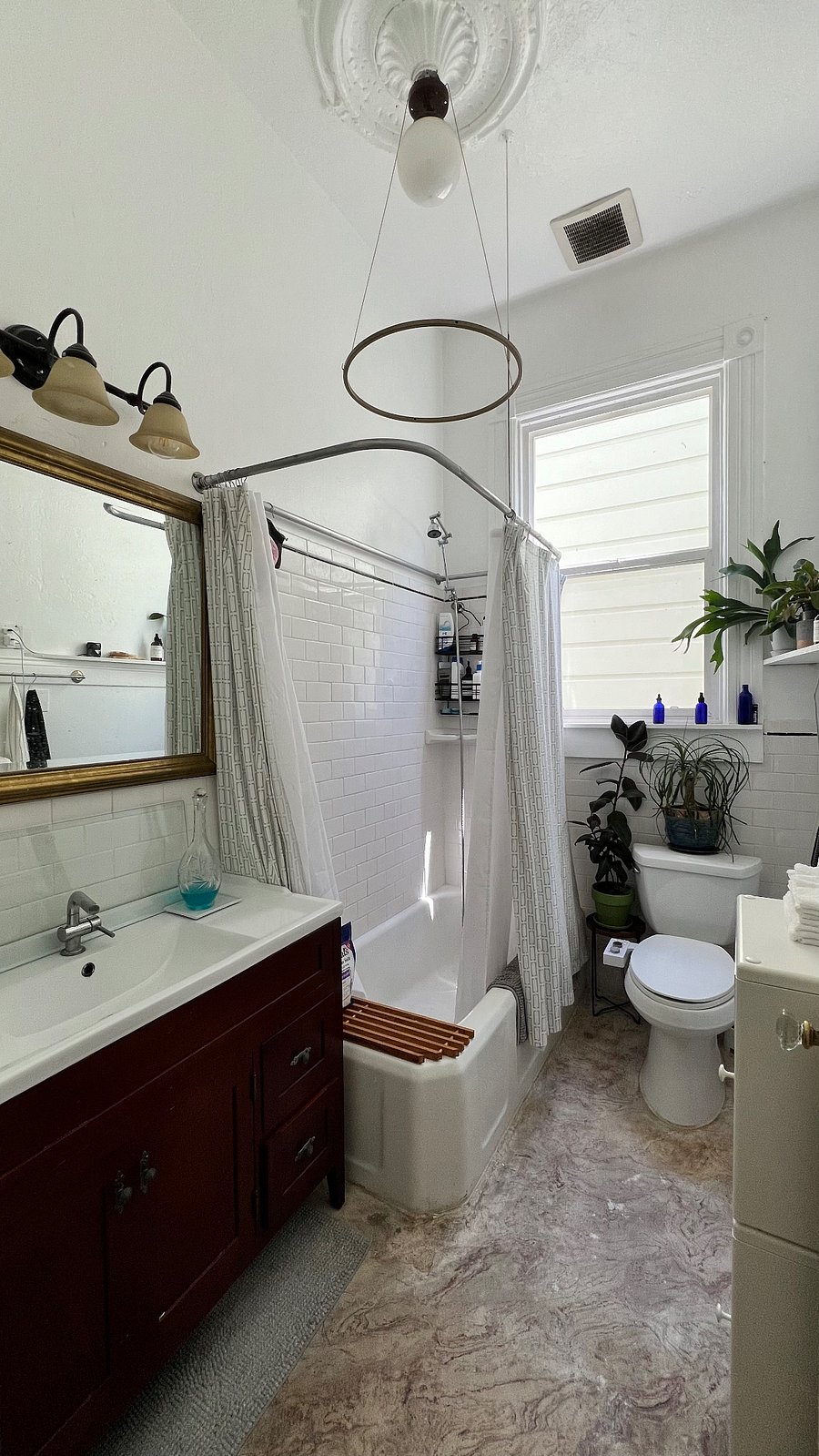 Here is our shared bathroom. Lots of natural eastern light makes it an oasis to shower or take a bath.