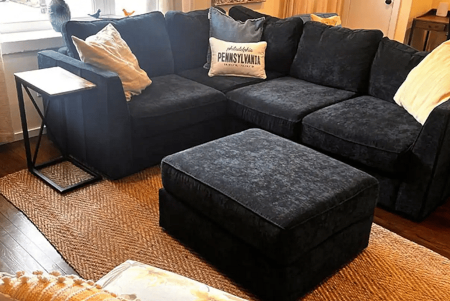 Comfortable L couch for watching TV.