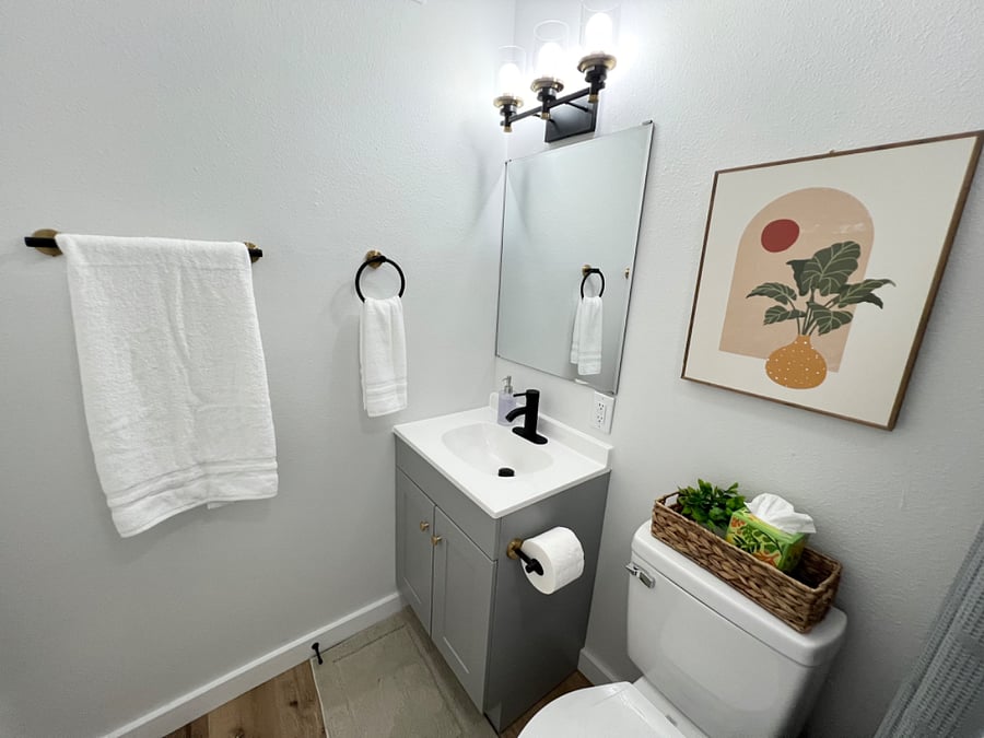 Three piece bathroom.