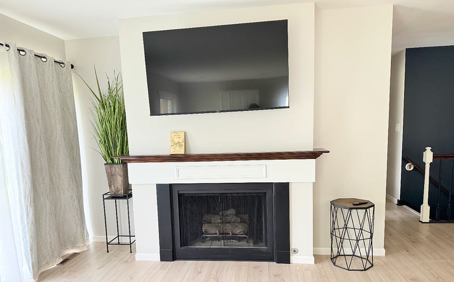 Living room and fireplace