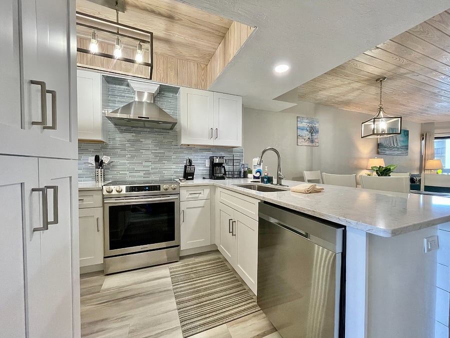 Kitchen with stainless steel appliances