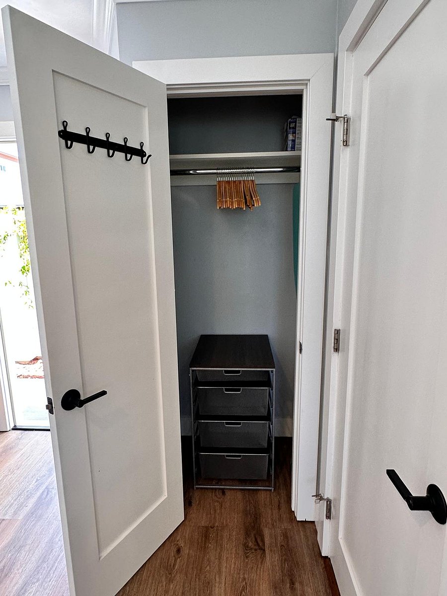 Closet with drawer and hanging options