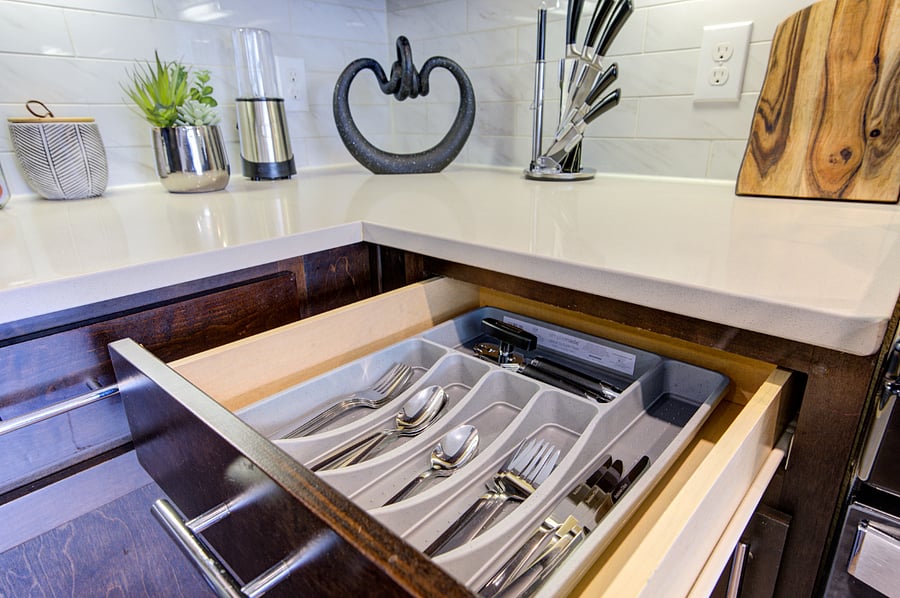 Fully stocked kitchen for easy living. Blender, air-fryer, stainless pots, coffee maker, and much more.
