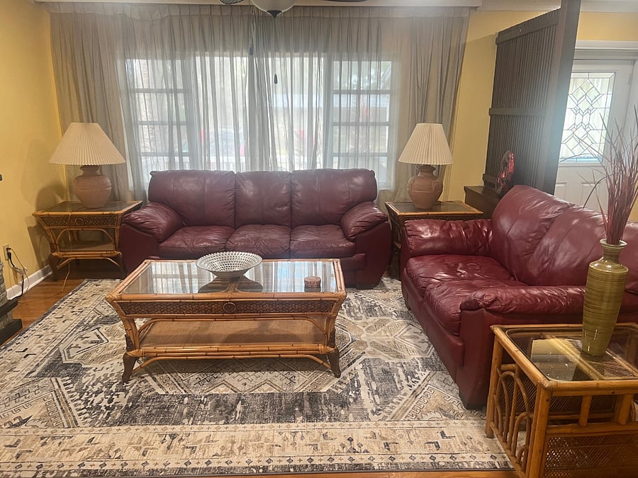 Beautiful living room with a fireplace for entertaining guests.