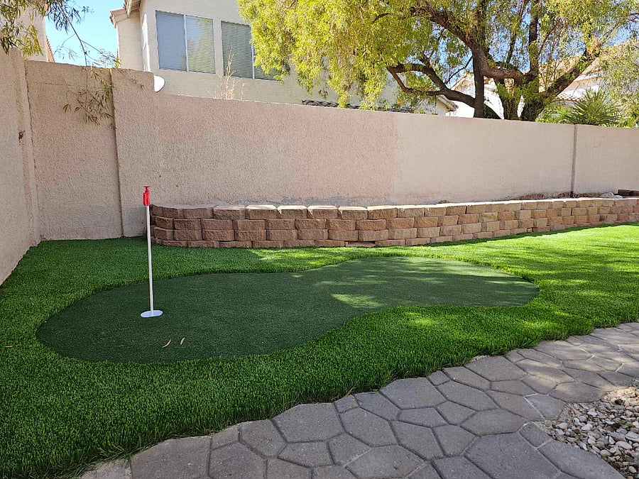 Private backyard with putting green