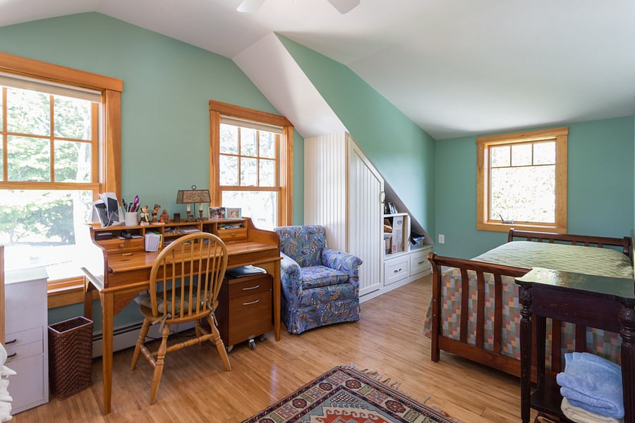 Upstairs guest room with trundle bed.