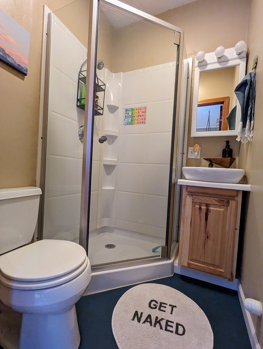 bathroom attached to downstairs bedroom