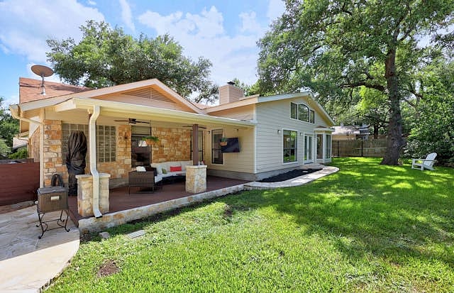 Exterior Covered Deck with TV, Propane Heater and Electric Outlets, Fans and Lighting.
Switch for outdoor deck lighting by House French Doors.