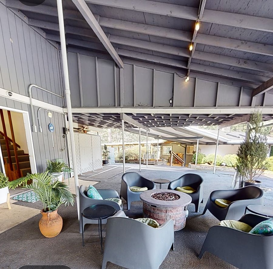 Plenty of covered areas for entertainment or parking. 