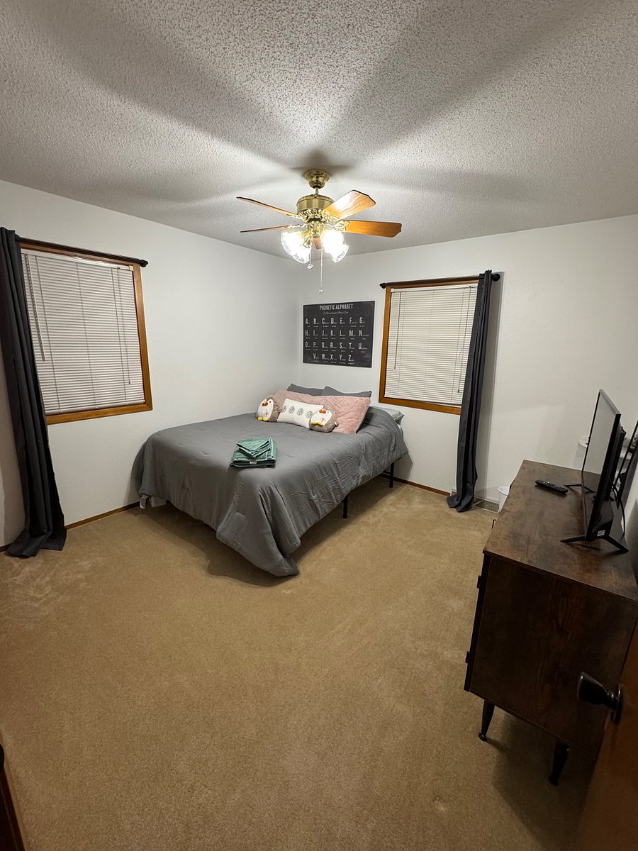 Bedroom #2 with queen bed and smart tv