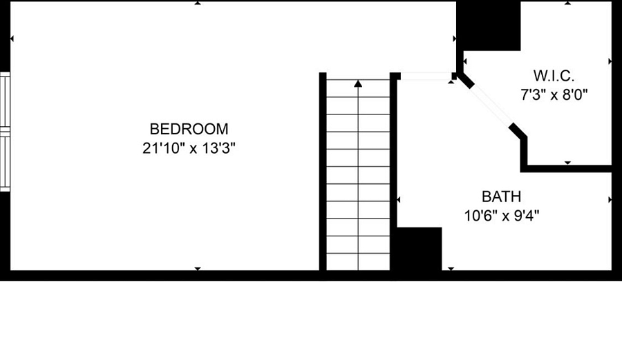 Master suite layout with dimensions