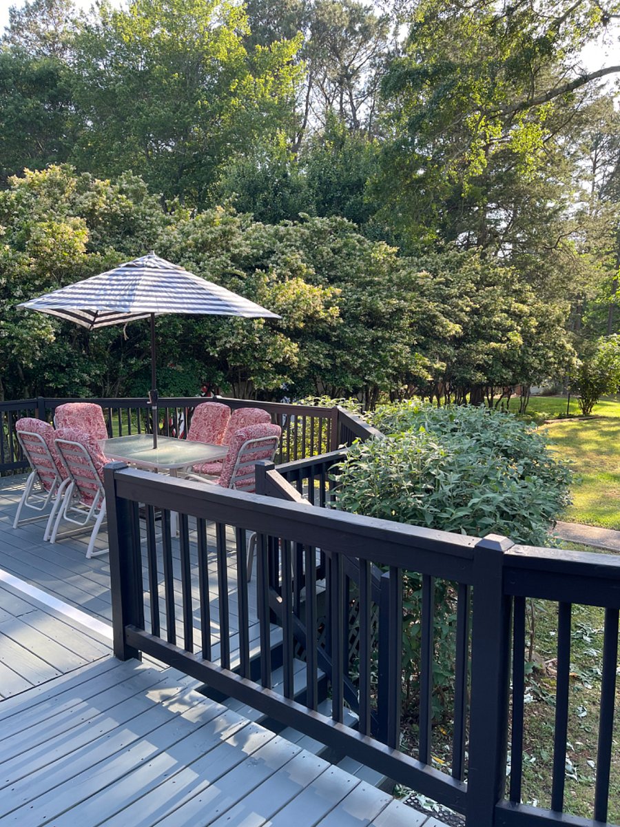 The deck easily seats 10. Grill a meal on the Weber provided, and enjoy dusk dining al fresco, as you enjoy the deer migrating through the backyard for a peaceful end  to your day.