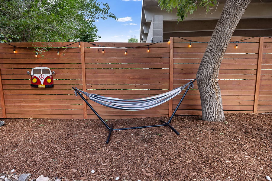 Backyard has a hammock