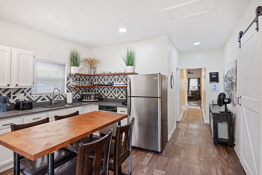 Kitchen with smart TV