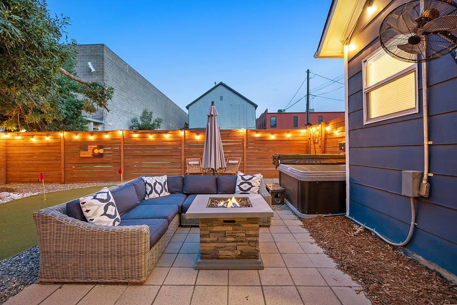 Beautiful backyard space with gas firepit