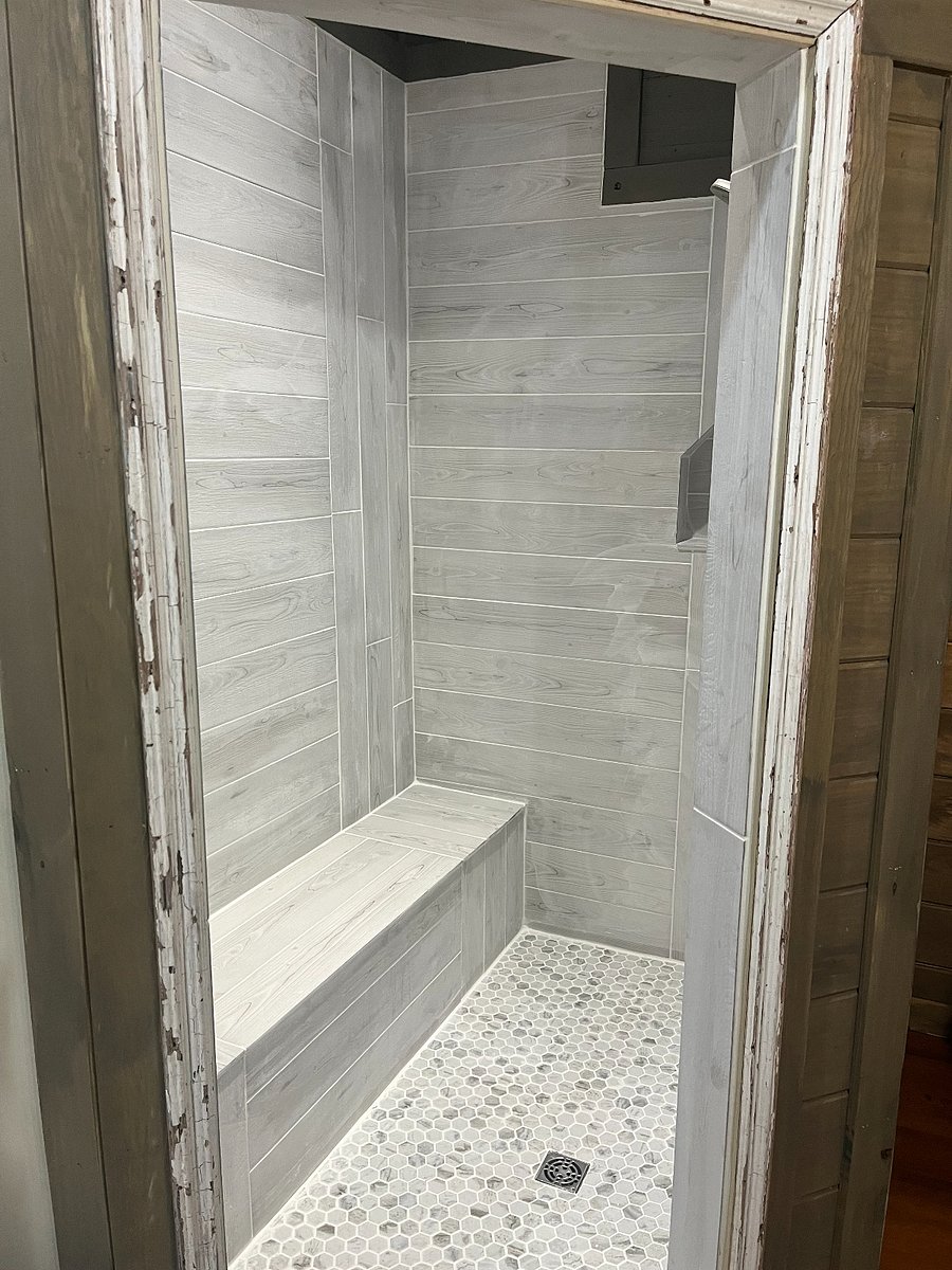 Large walk in shower in bathroom #1