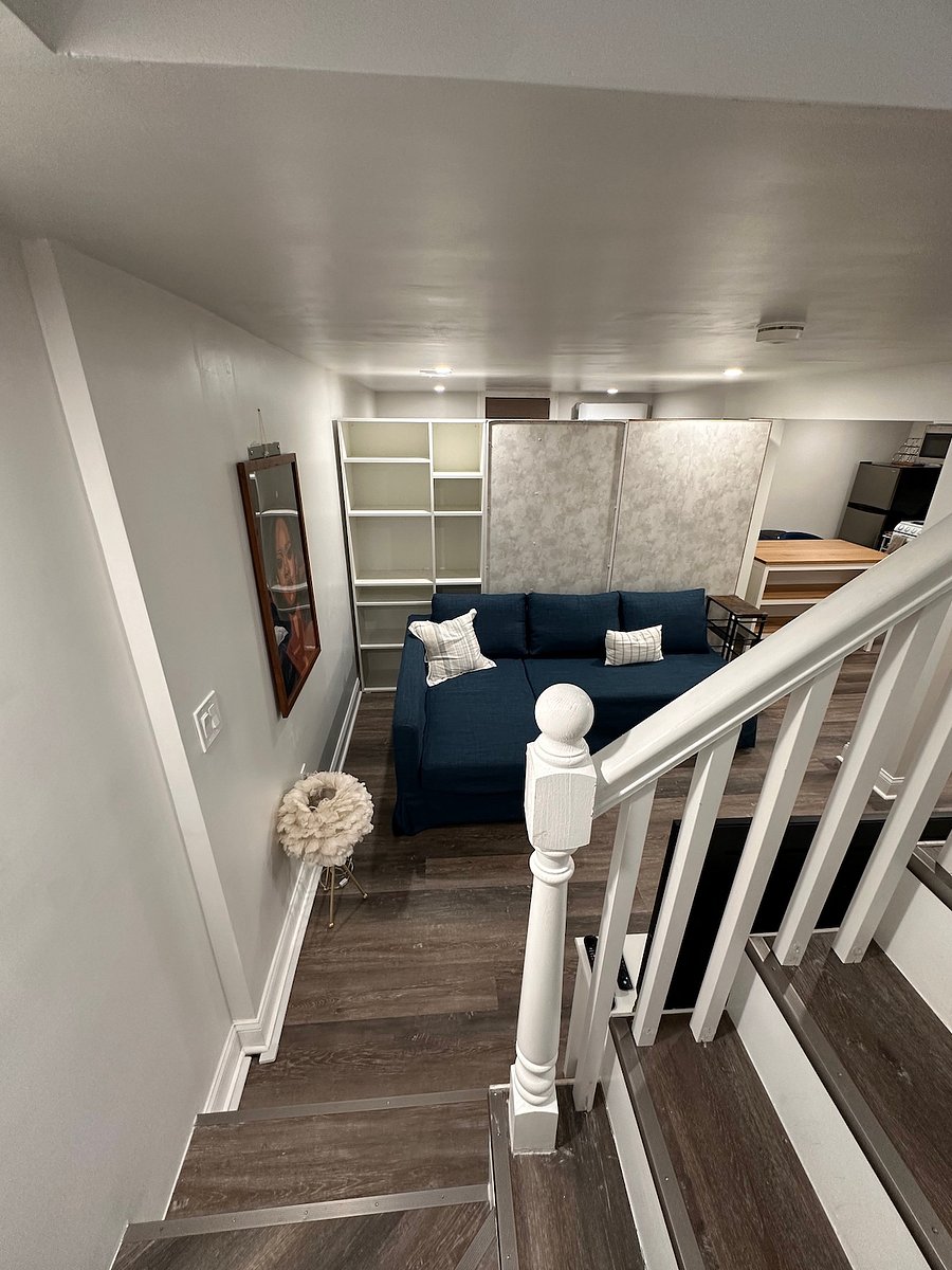 view from bottom of stairs