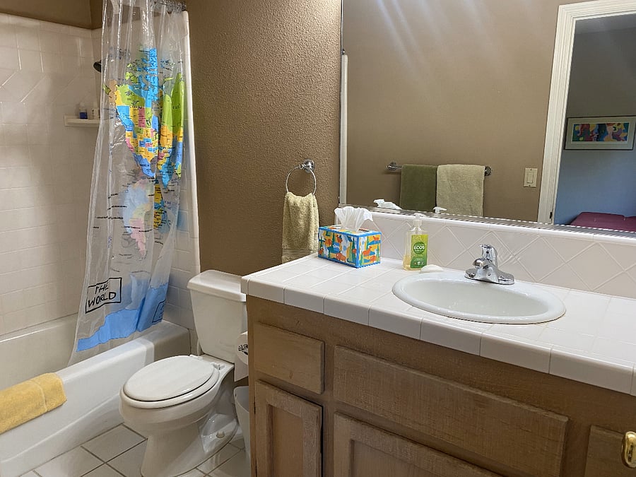 Full bathroom attached to bedroom