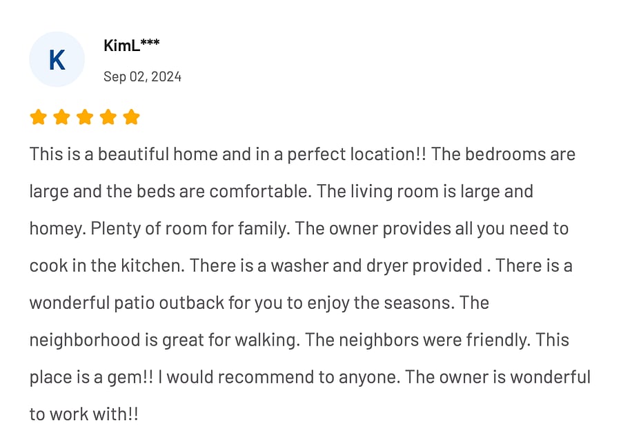Review from other listing - identical layout, same neighborhood.