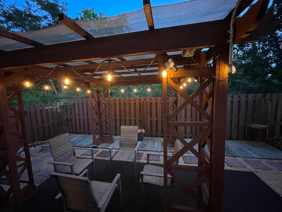 Wonderful vibe at sunset & evening with lighting. (Table added after photo taken)