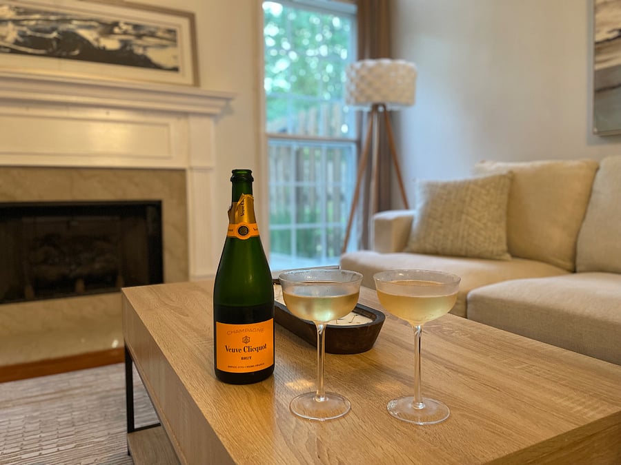 ... and then celebrate your new home away from home with champagne or your bevy of choice!
