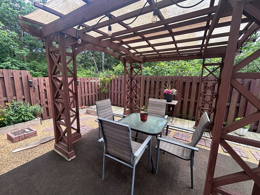 Plenty of space for gatherings and starting your own herb, vegetable or flower garden.