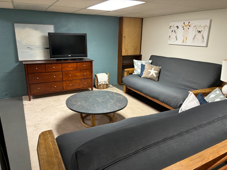 Downstairs living and office space