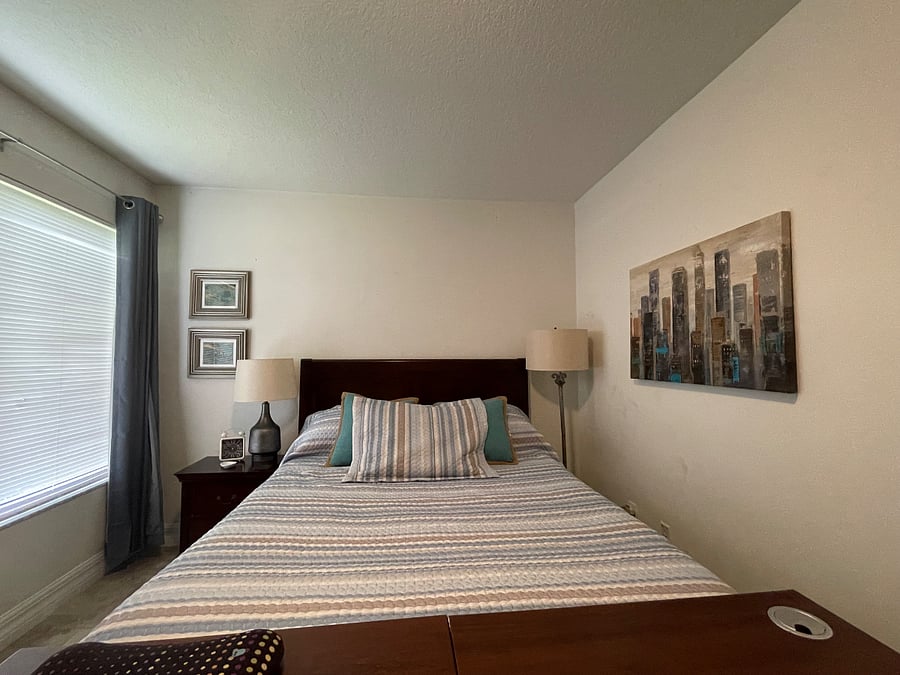 Black out curtains over blinds in all rooms. 