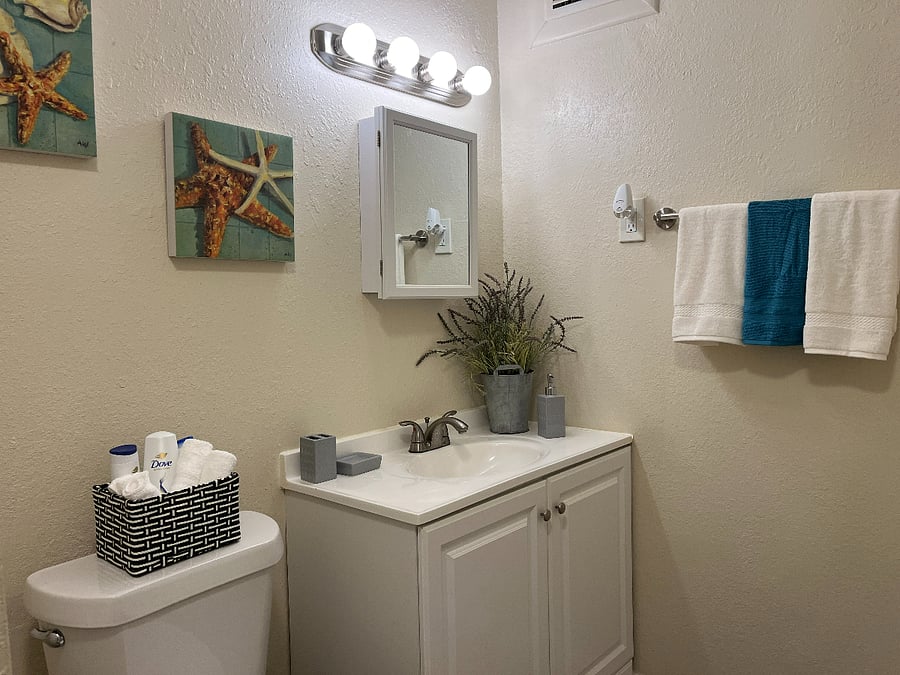 Private en-suite bathroom with walk-in shower, clean and well maintained.