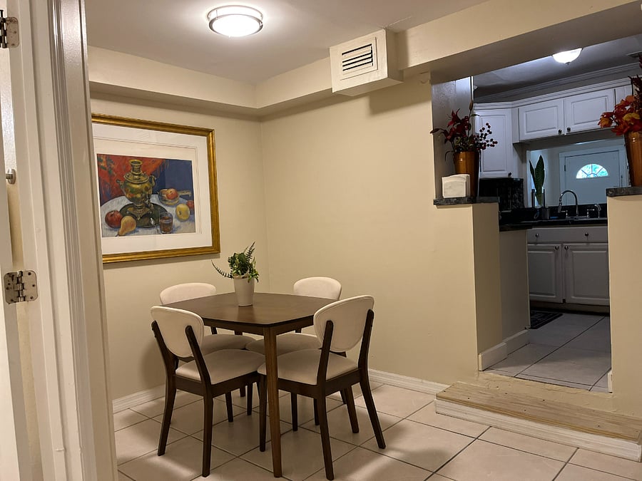 Dedicated dining space for daily meals or work-from-home use.