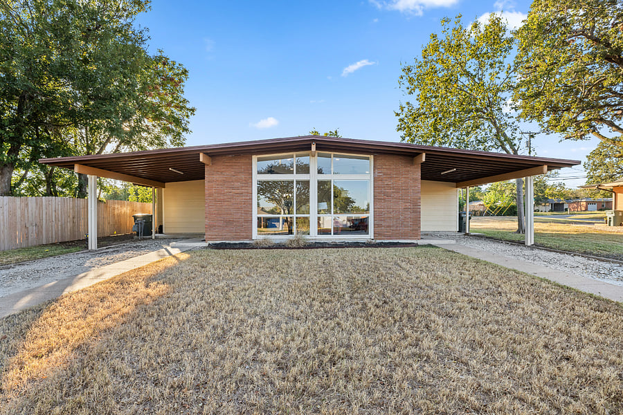 Front of Duplex. Each side is leased out individually or can be leased out together for larger families. There is one shared wall and no access to the other side from inside the building.