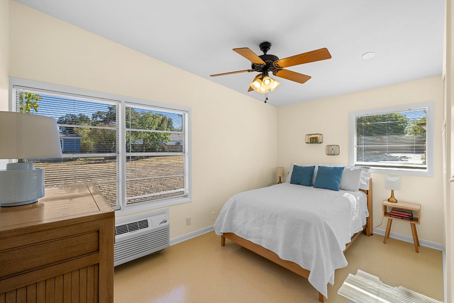 Side 2: Bedroom 1 double bed. Blackout shades will be installed Oct 31