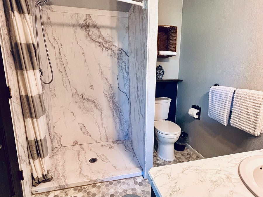 Primary bedroom ensuite connected bathroom.