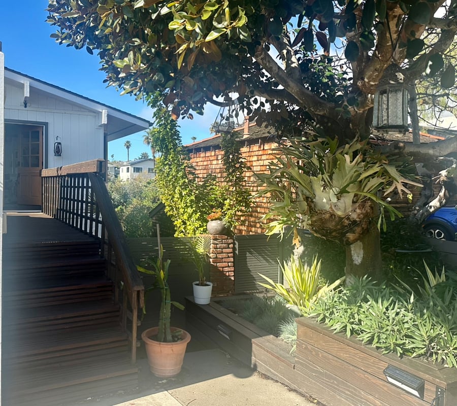 separate entrance down to the suite from the street level
