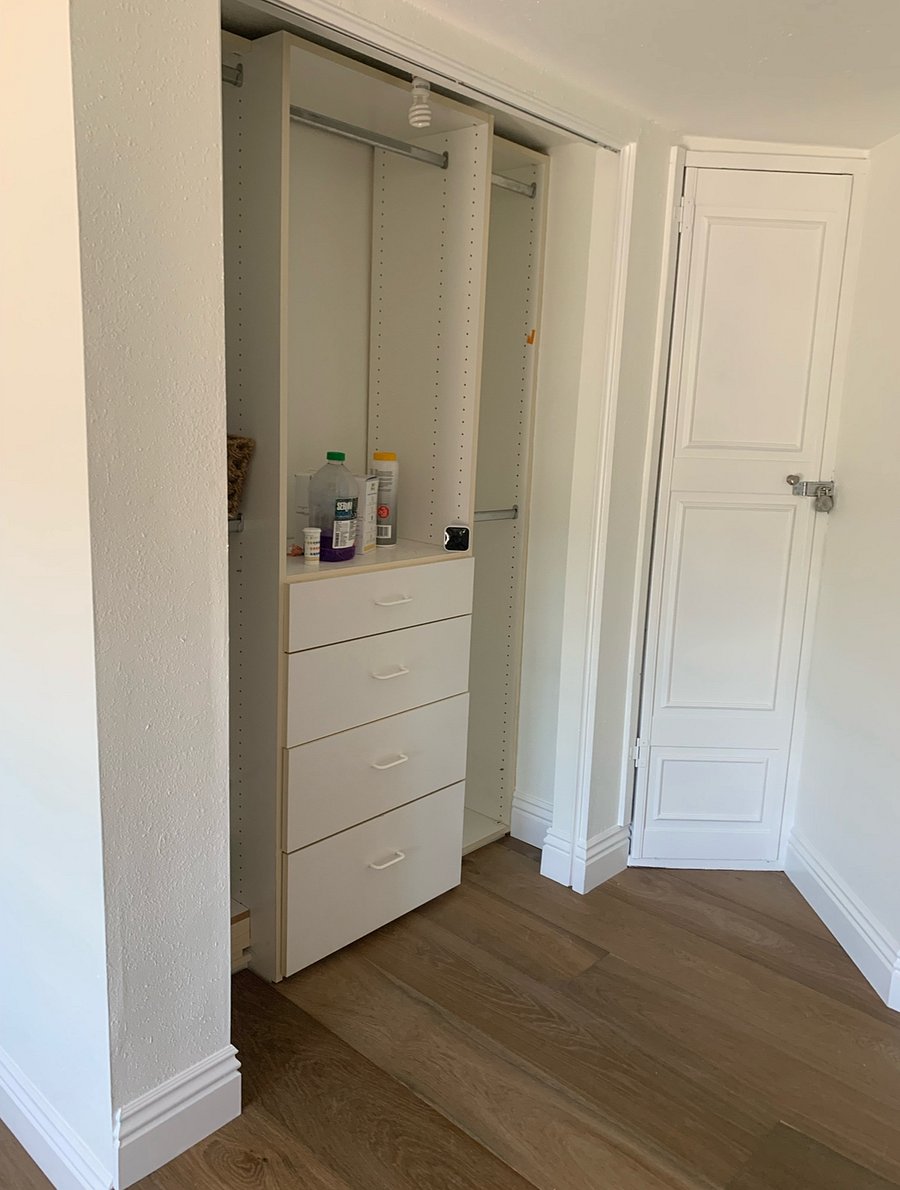closet area with drawers