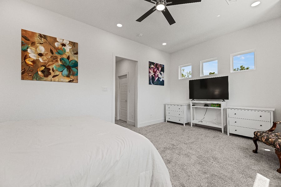 Master bedroom with 55" LG Smart TV