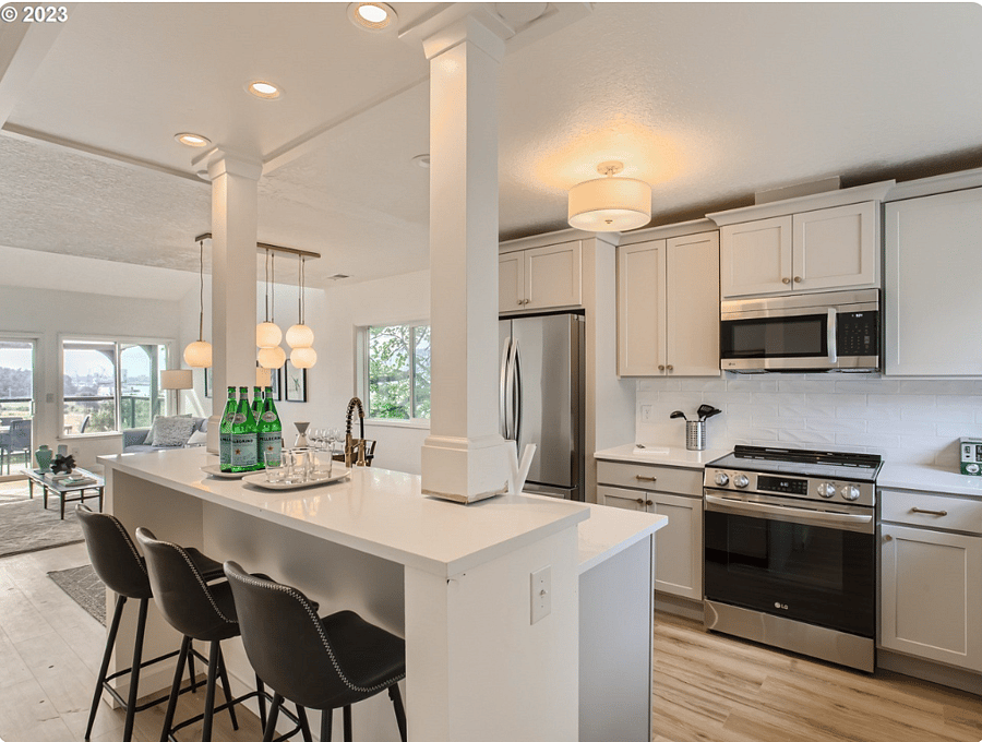 Modern kitchen and dining island