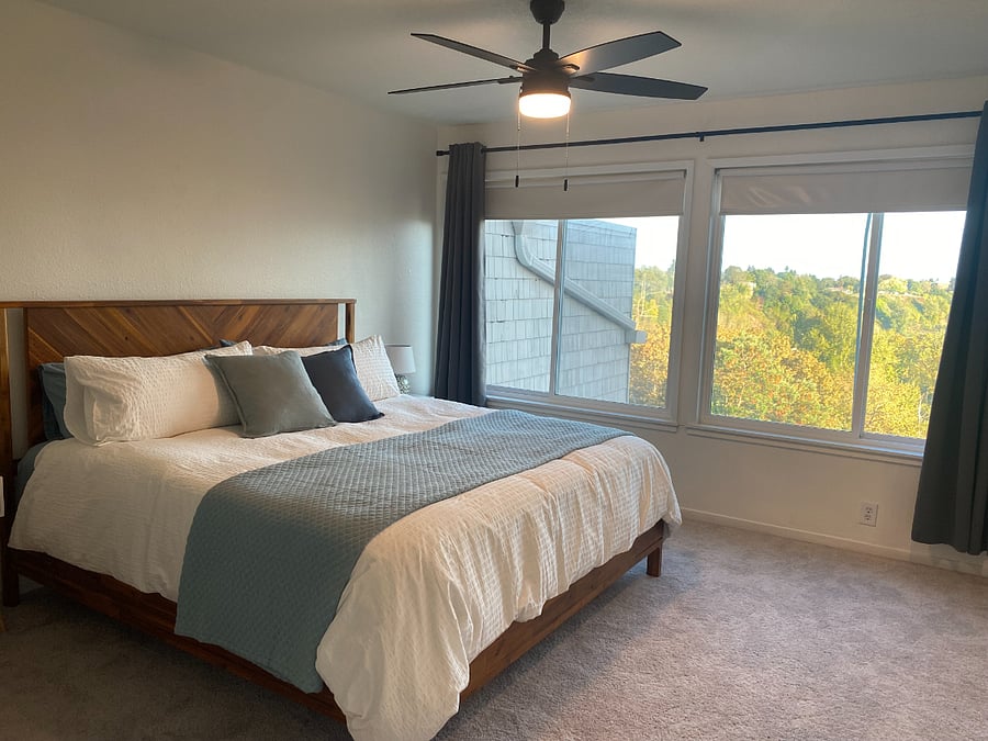 New all wood King bed frame and quality hybrid mattress