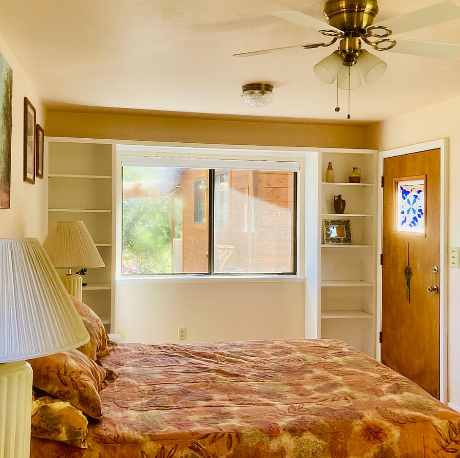 Bedroom with door to outside