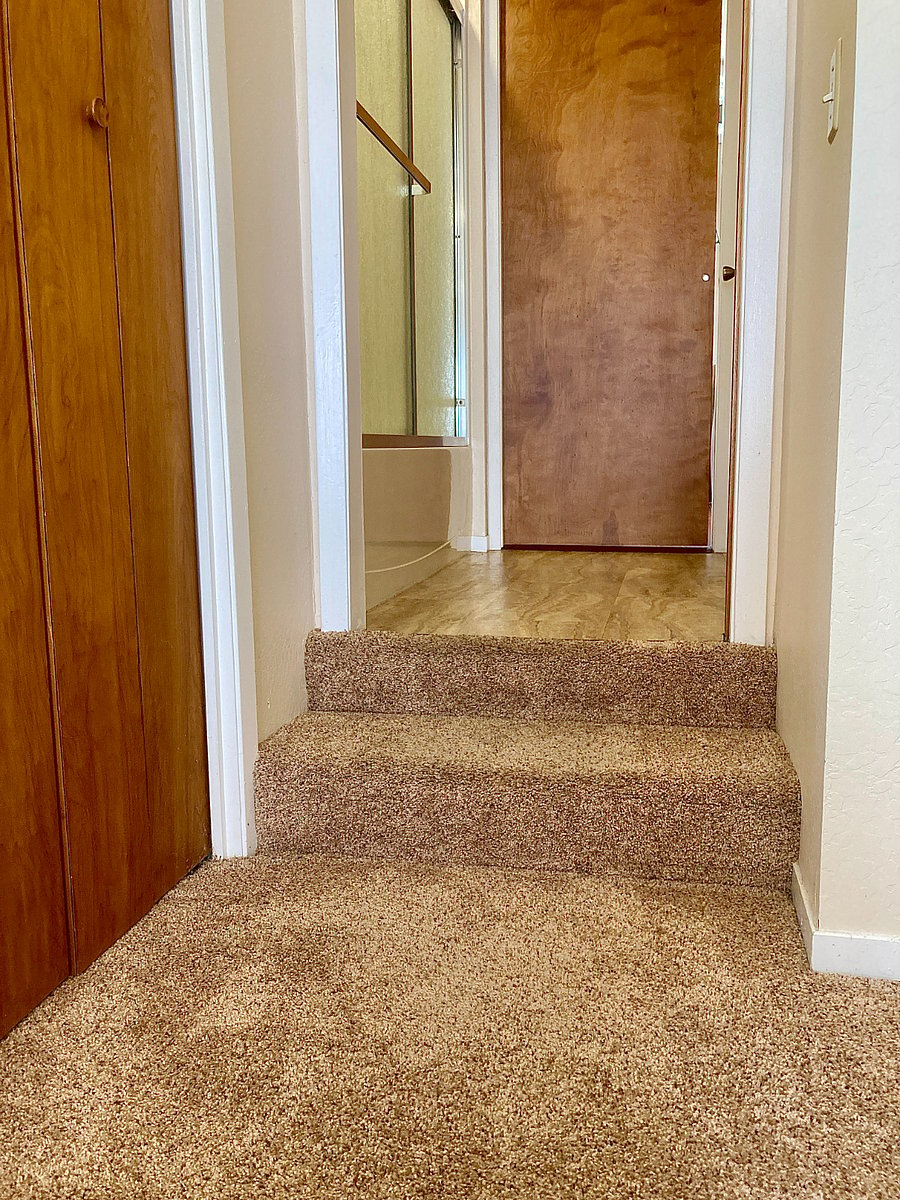 Two steps from bedroom to to bathroom