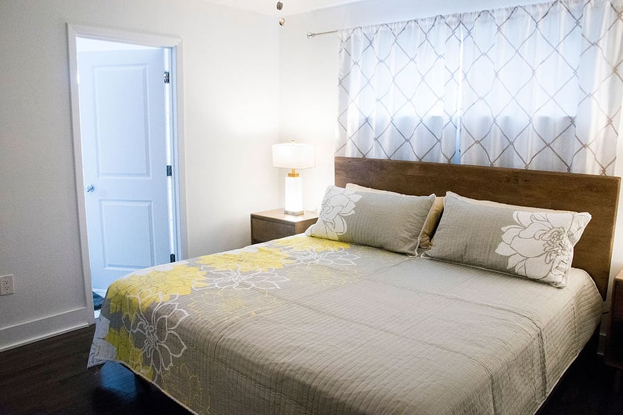 Bedroom and bathroom entrance.