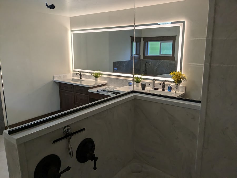 Standing in the large shower