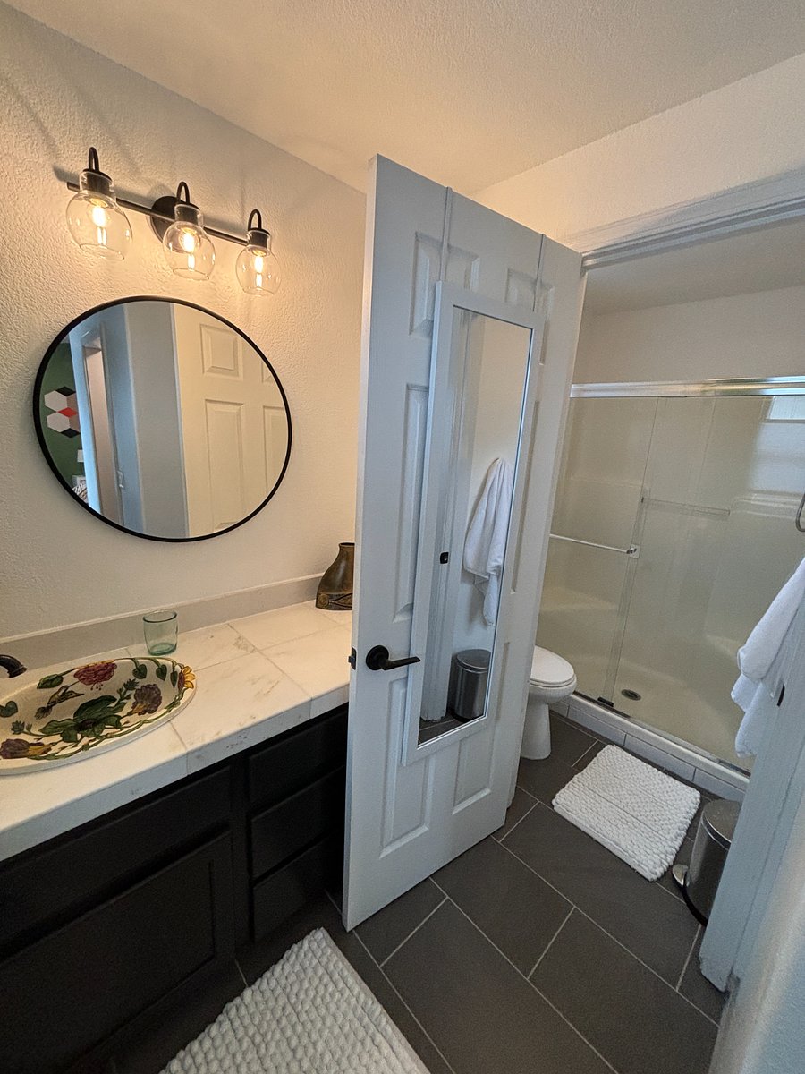 Private bathroom with modern vibe.