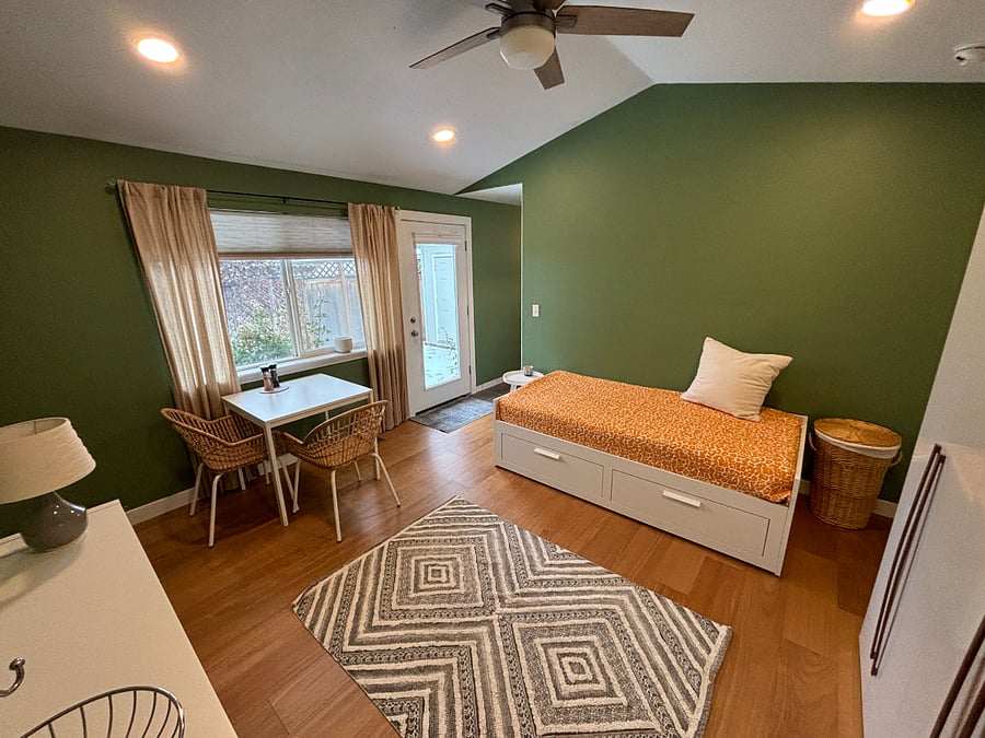 Studio apartment has own private entrance.