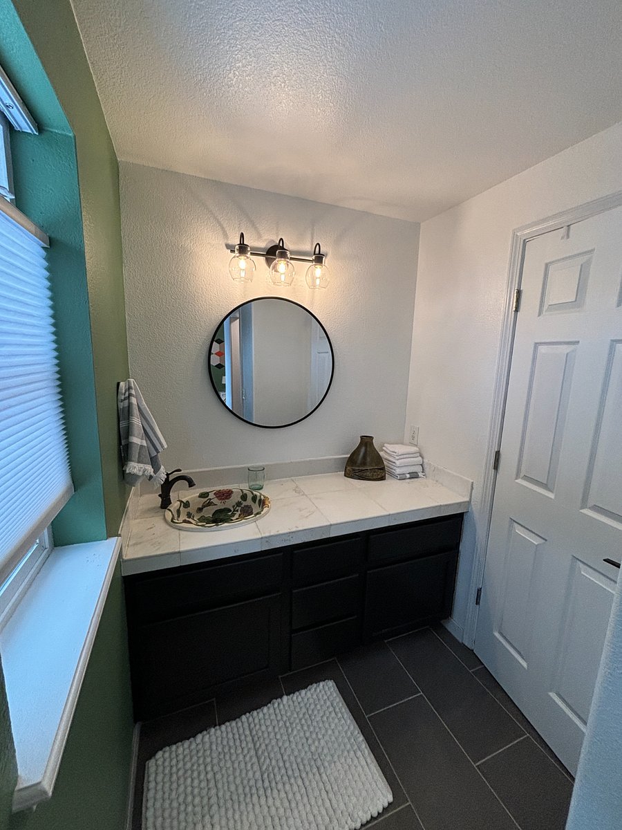Private bathroom. Modern fixtures and look.