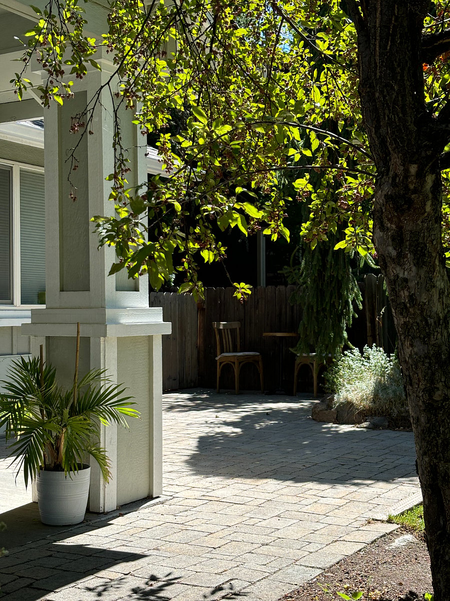 Private patio area for studio renter available during warm season.