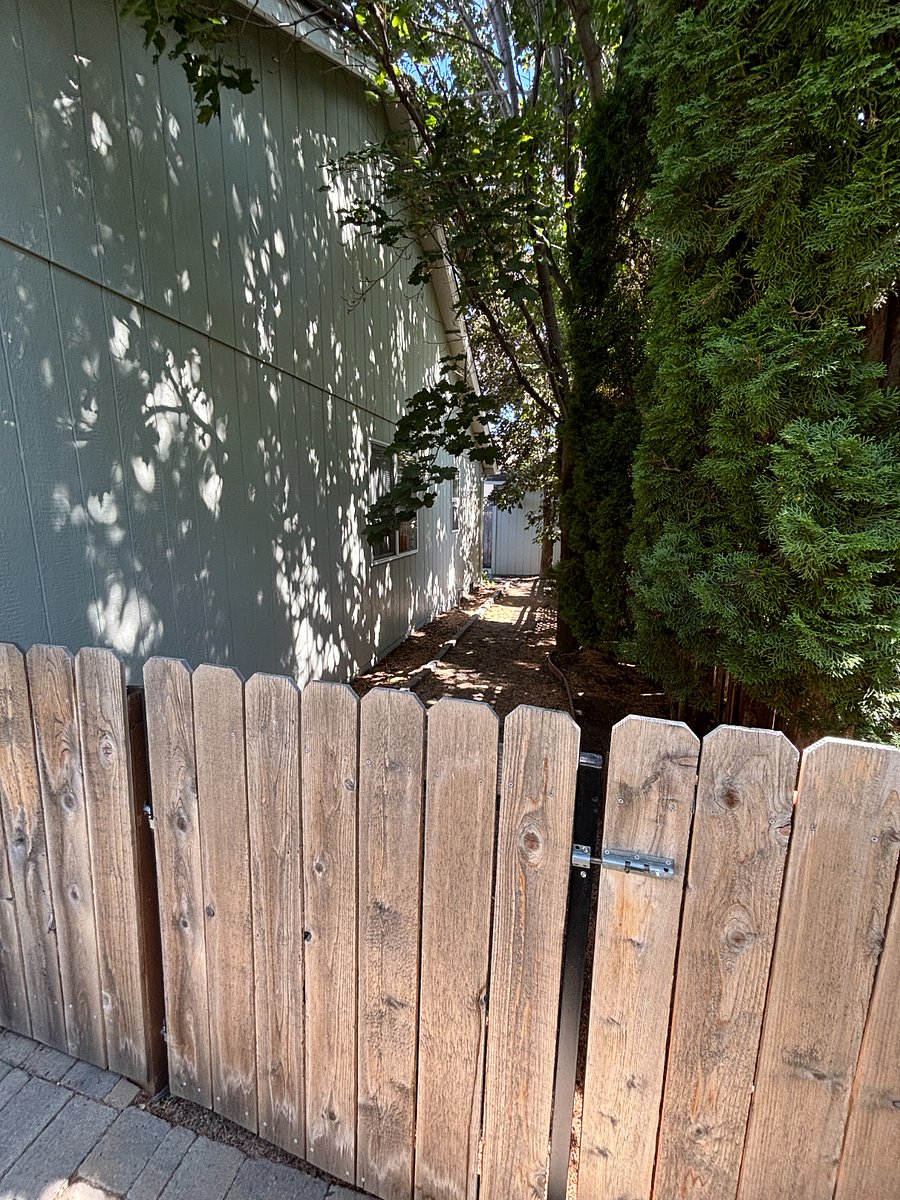 Side entrance to the backyard and walk way that brings you to the entrance of the studio apartment.